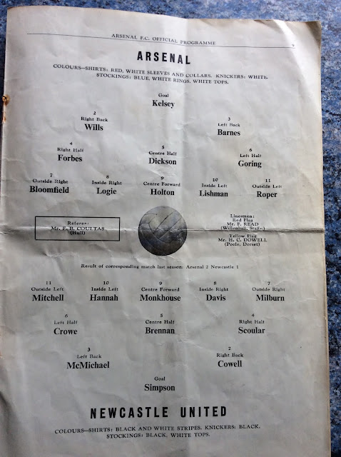 Football Programme Newcastle Utd vs Arsenal 1954