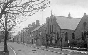 Oblique view of Kendal House (and Methodist Church) 1914